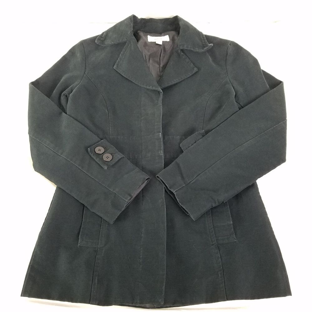 Merona Jacket Womens Small Black‎ Long Sleeve Pockets Button Up Coat - Picture 3 of 14